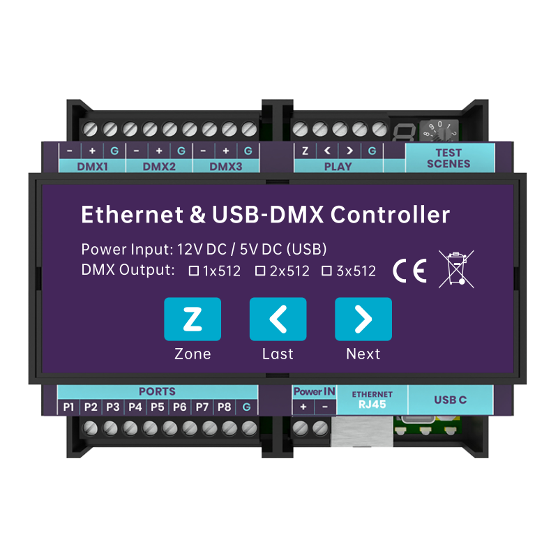DMX-CE3D 512通道导轨式网络RDM/DMX主控台
